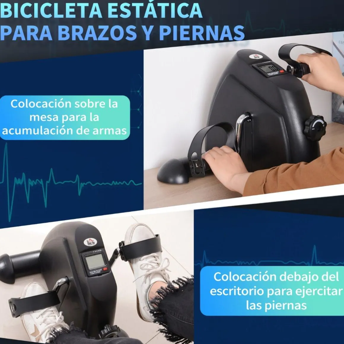 Homcom - Mini Bicicleta estática 2 en 1