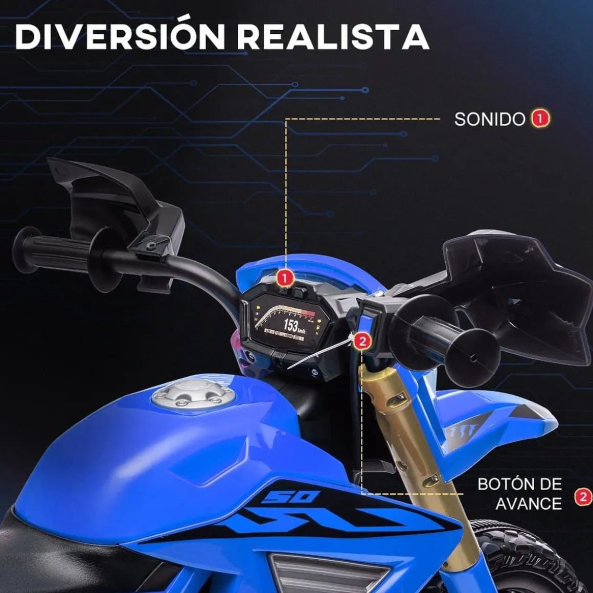 Homcom - Moto eléctrica batería 6 V Azul