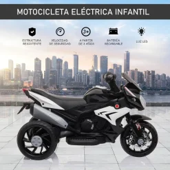 Homcom - Moto eléctrica batería 3 ruedas Trimoto Negro y Blanco