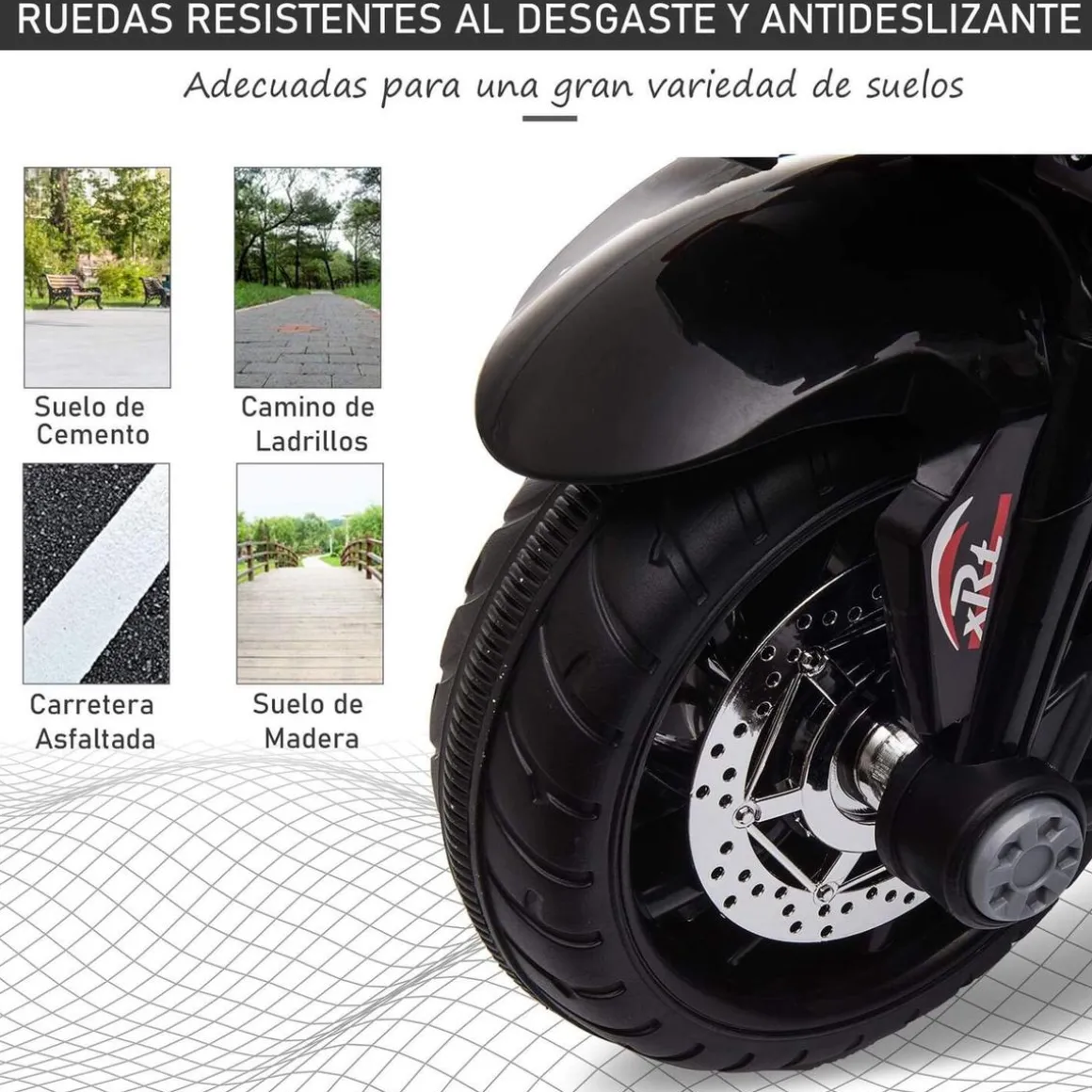 Homcom - Moto eléctrica batería 3 ruedas Trimoto Negro y Blanco