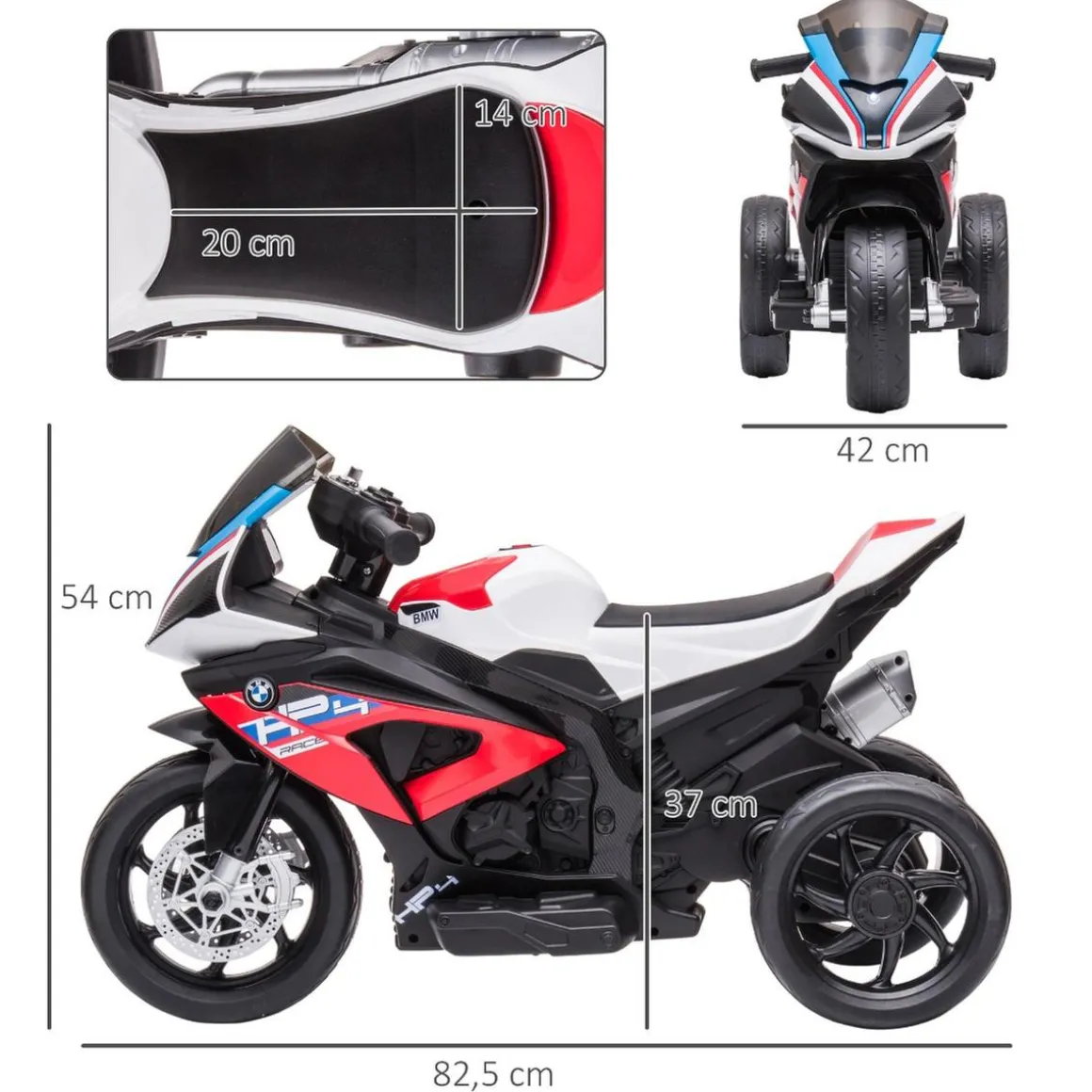 Homcom - Moto eléctrica BMW HP4 roja