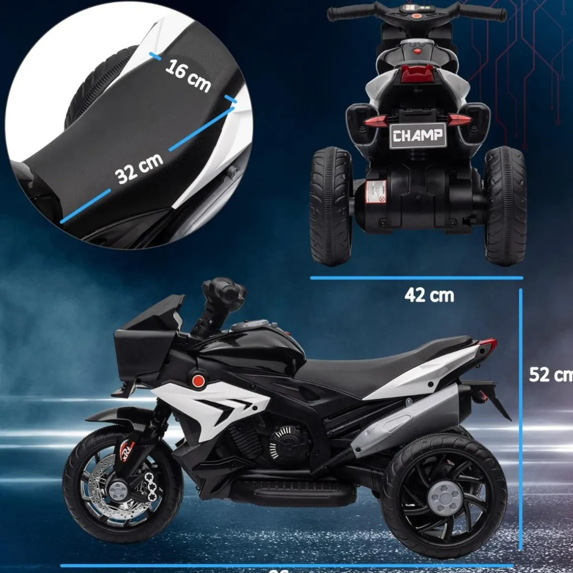 Homcom - Moto eléctrica con luz y música