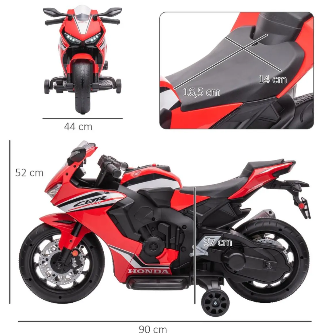 Homcom - Moto eléctrica Honda roja