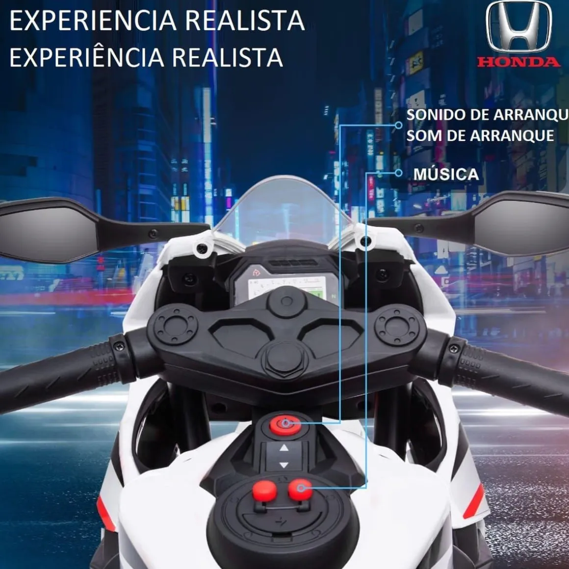 Homcom - Moto eléctrica Honda blanca
