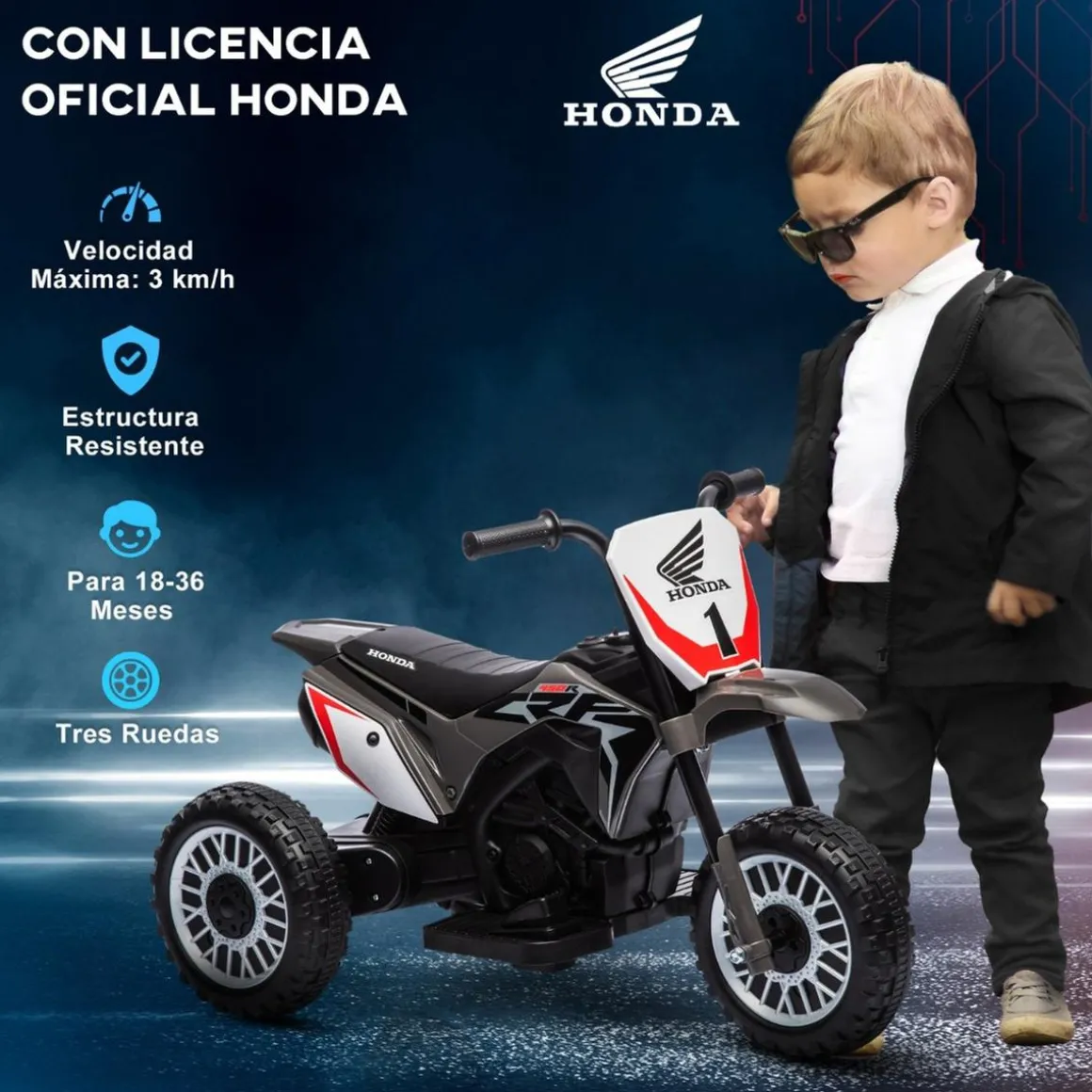 Homcom - Moto eléctrica Honda CRF450RL Gris