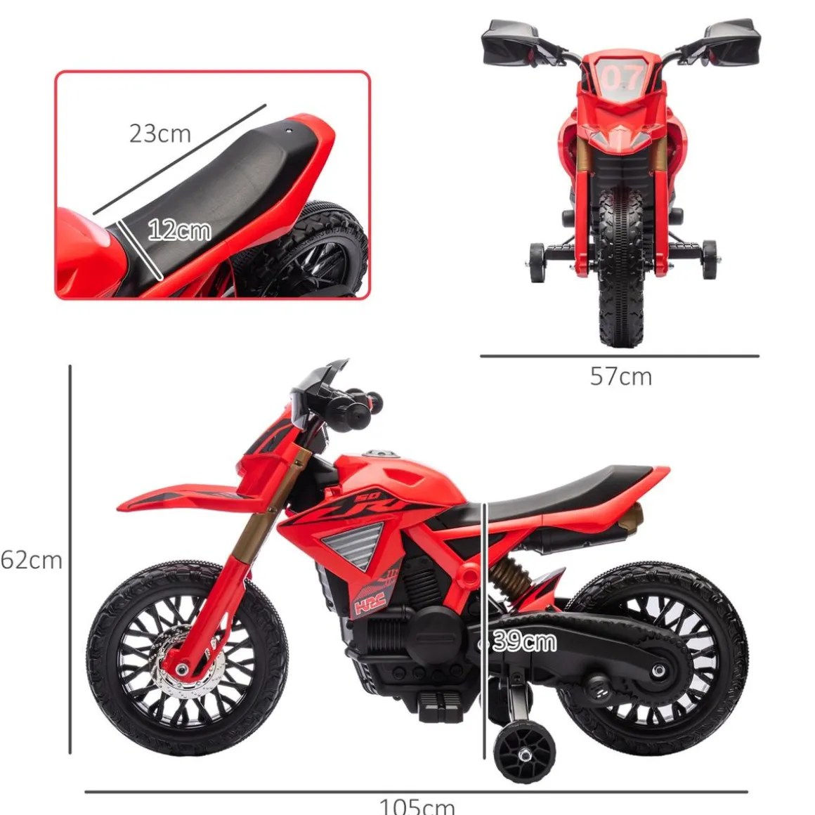 Homcom - Moto eléctrica para niños Rojo