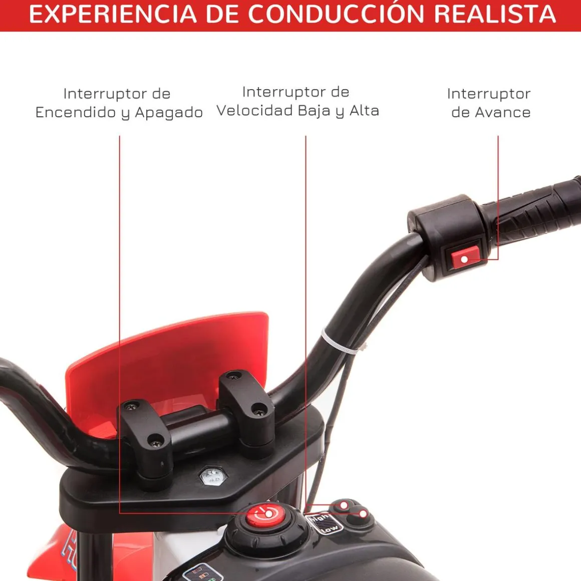 Homcom - Moto eléctrica rojo-blanco