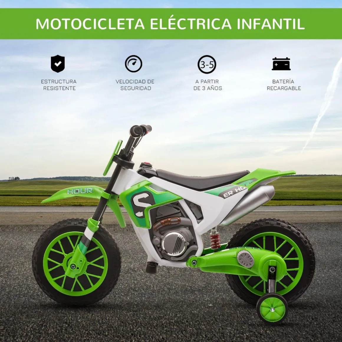 Homcom - Moto eléctrica 12V verde