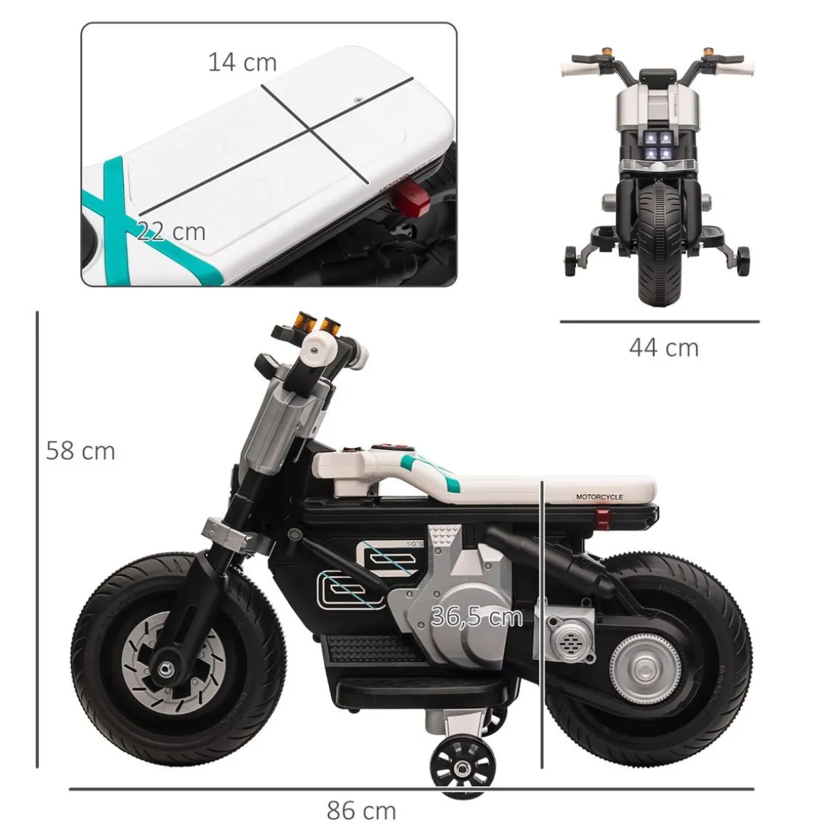 Homcom - Moto eléctriva 6V blanco/negro