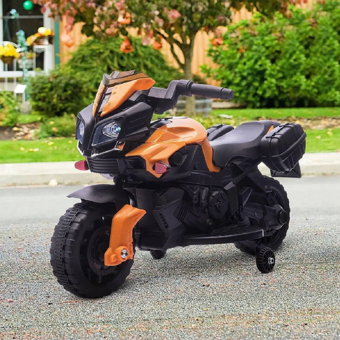 Homcom - Moto infantil eléctrica negra y naranja