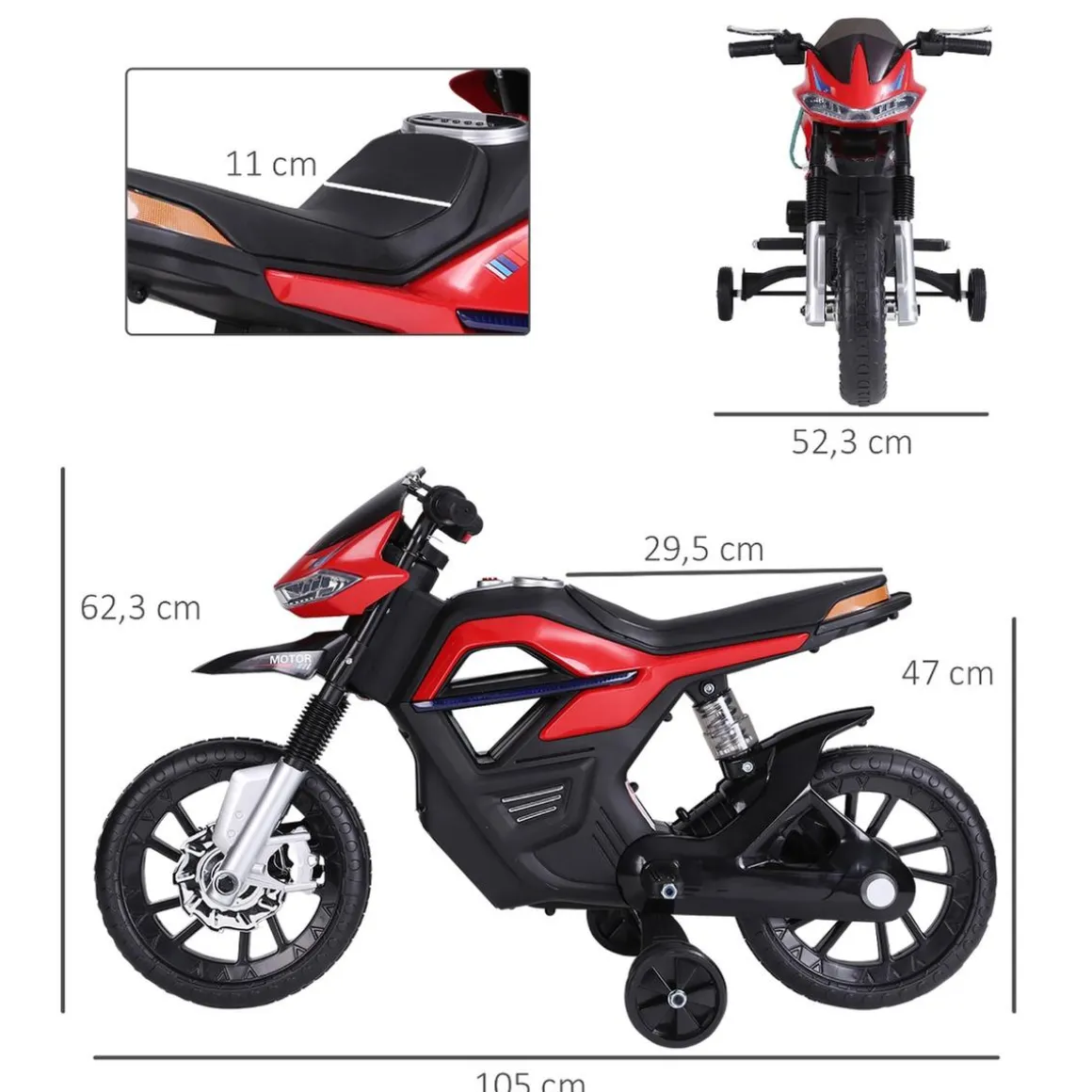 Homcom - Moto infantil eléctrica Trial con batería