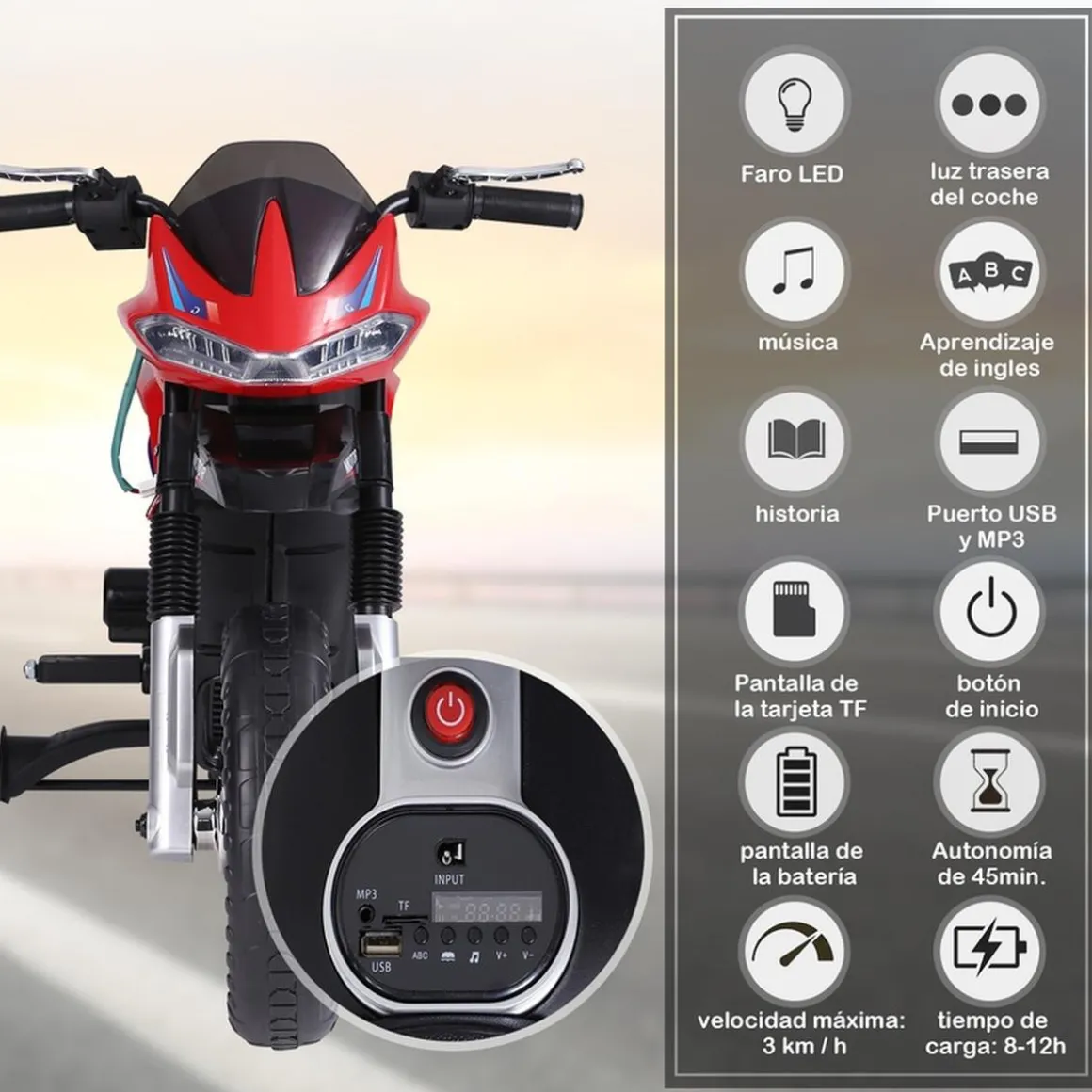 Homcom - Moto infantil eléctrica Trial con batería