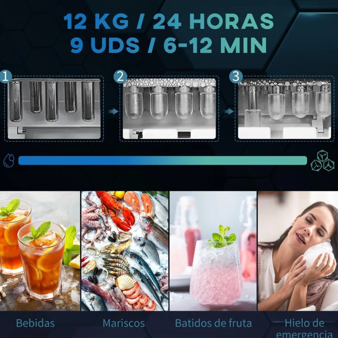 Homcom - Máquina Hielo Negro 105W