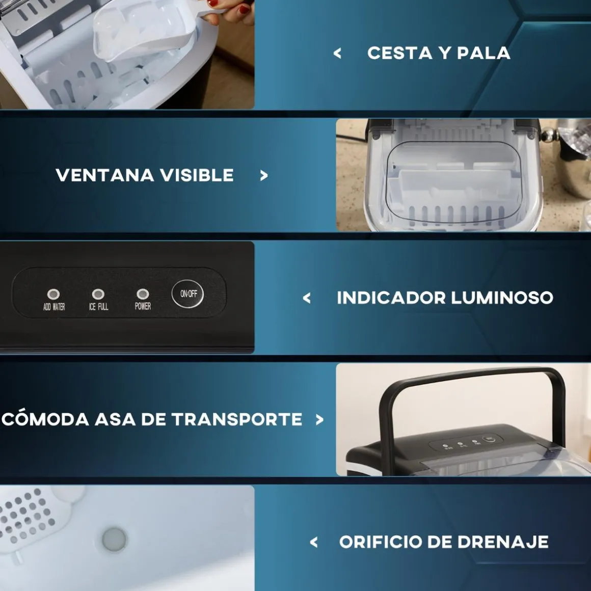 Homcom - Máquina Hielo Negro 105W