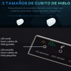 Homcom - Máquina Hielo Plateada 105W