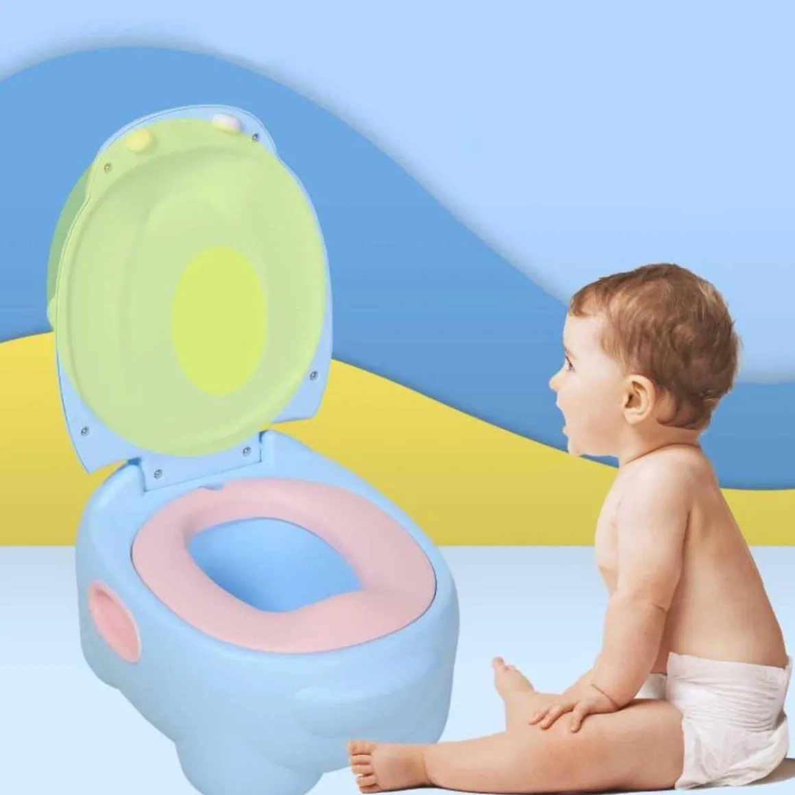 Homcom - Orinal Infantil Hipopótamo Azul HomCom