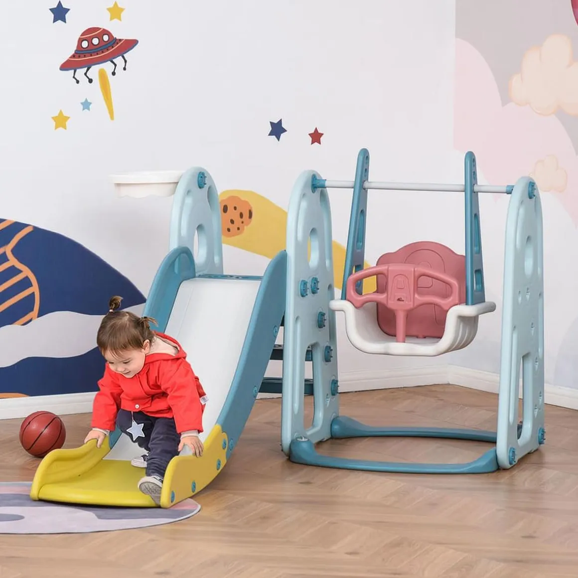 Homcom - Parque infantil de actividades 3 en 1