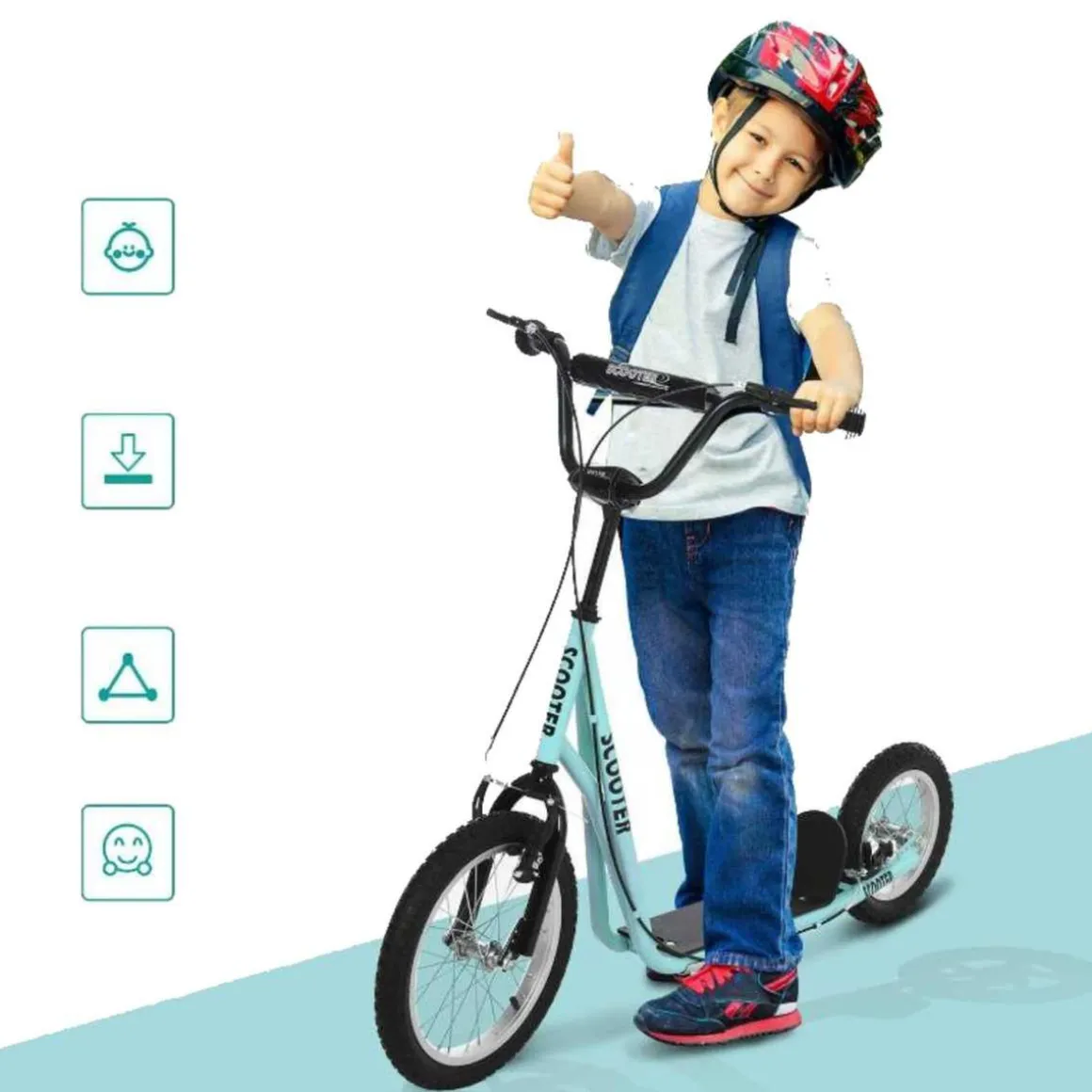 Homcom - Patinete Ajustable Para Niños Azul HomCom