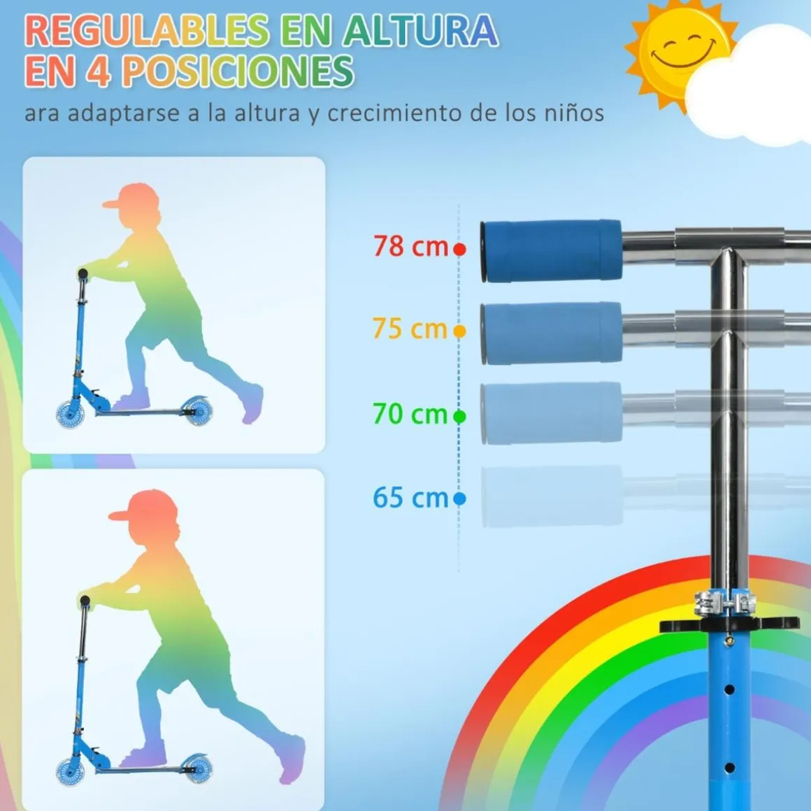 Homcom - Patinete azul con luces y música
