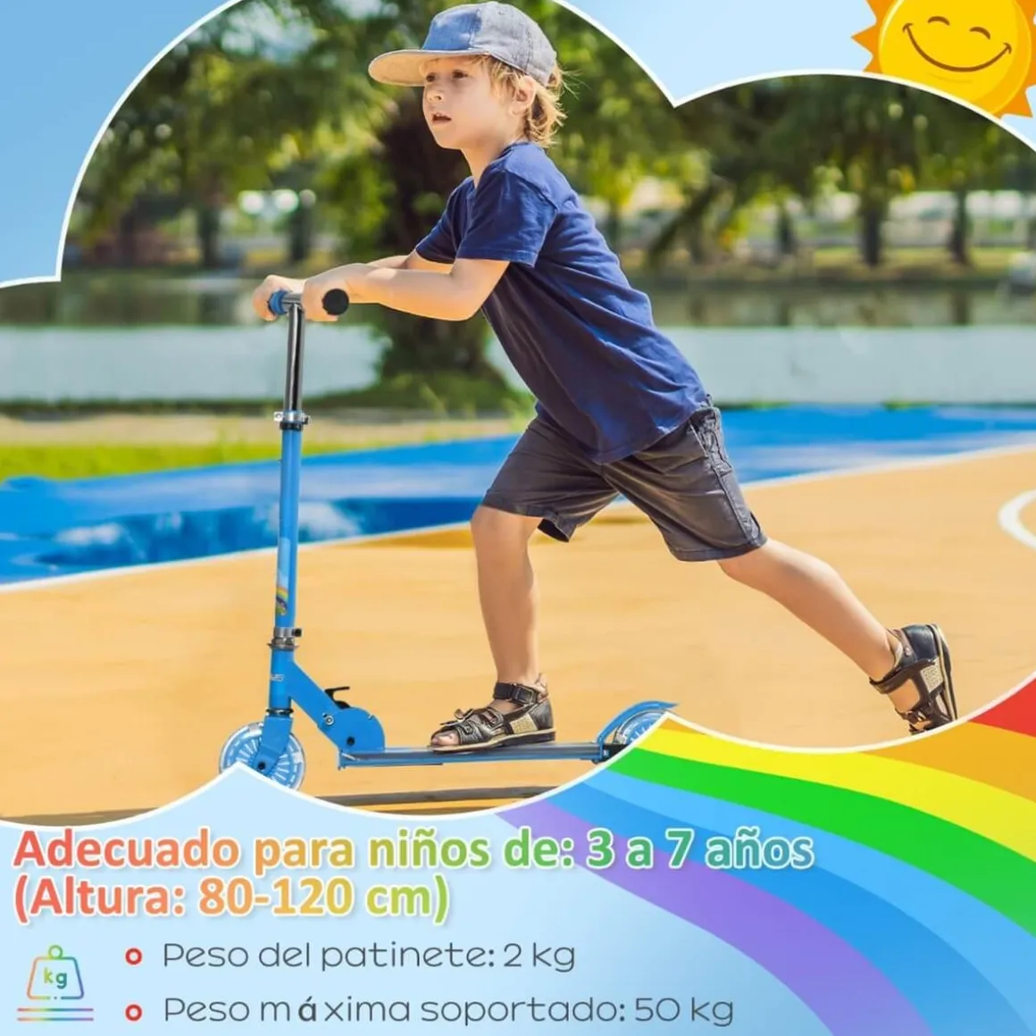 Homcom - Patinete azul con luces y música