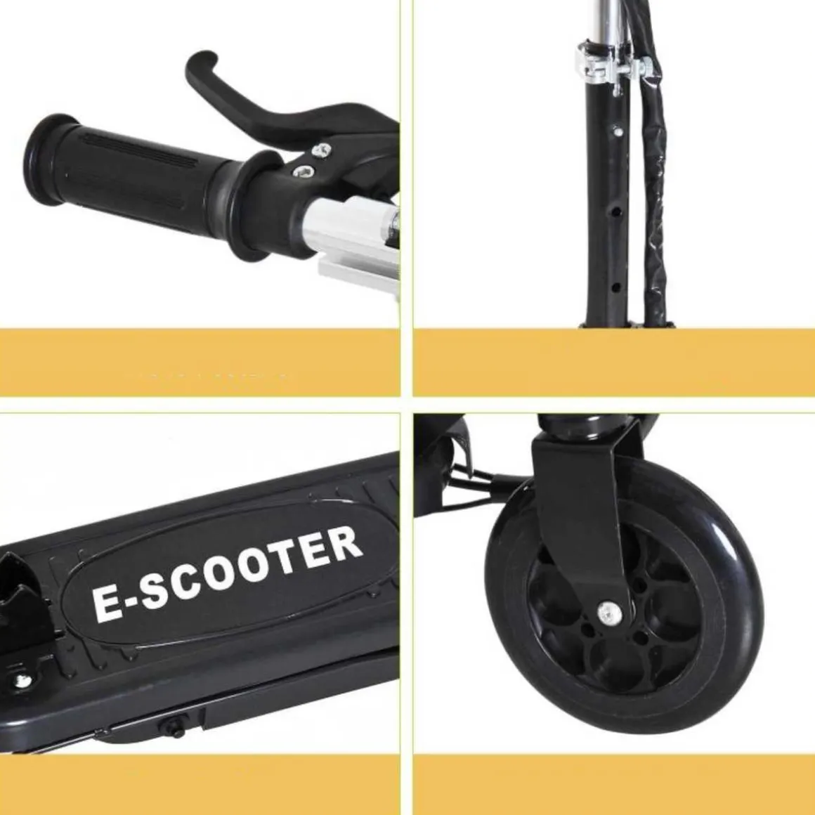 Homcom - Patinete Eléctrico Plegable Acero Negro HomCom