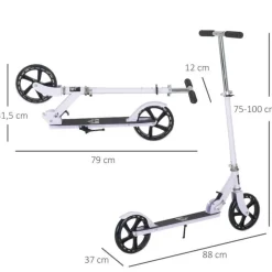 Homcom - Patinete Infantil Plegable Blanco HomCom