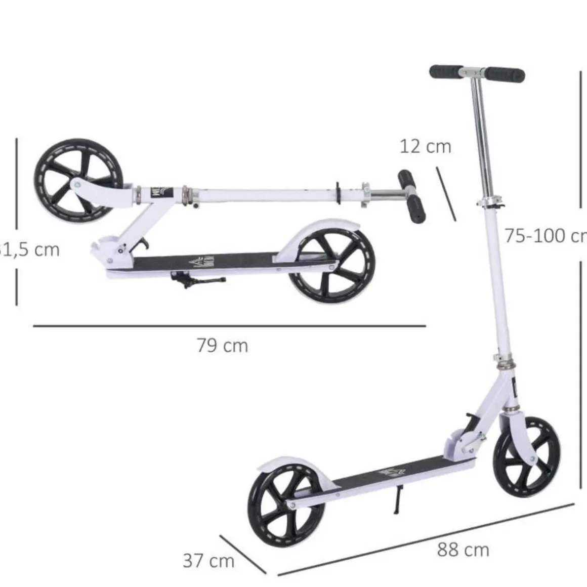 Homcom - Patinete Infantil Plegable Blanco HomCom