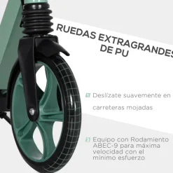 Homcom - Patinete plegable aluminio verde mint