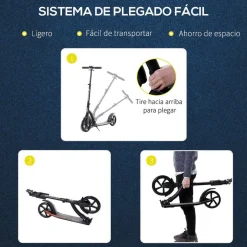 Homcom - Patinete plegable aluminio negro