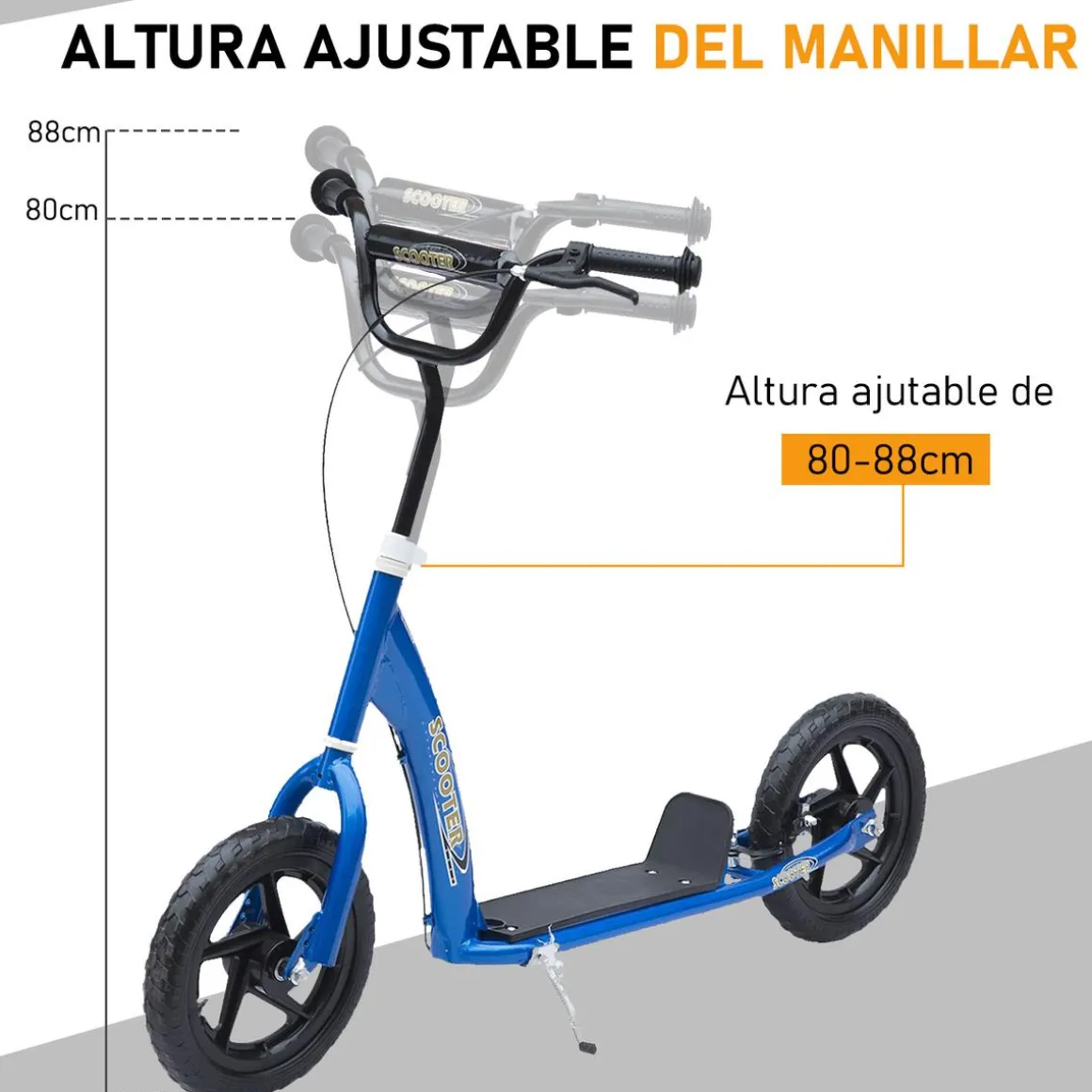 Homcom - Patinete Scooter Ajustable 2 ruedas Azul