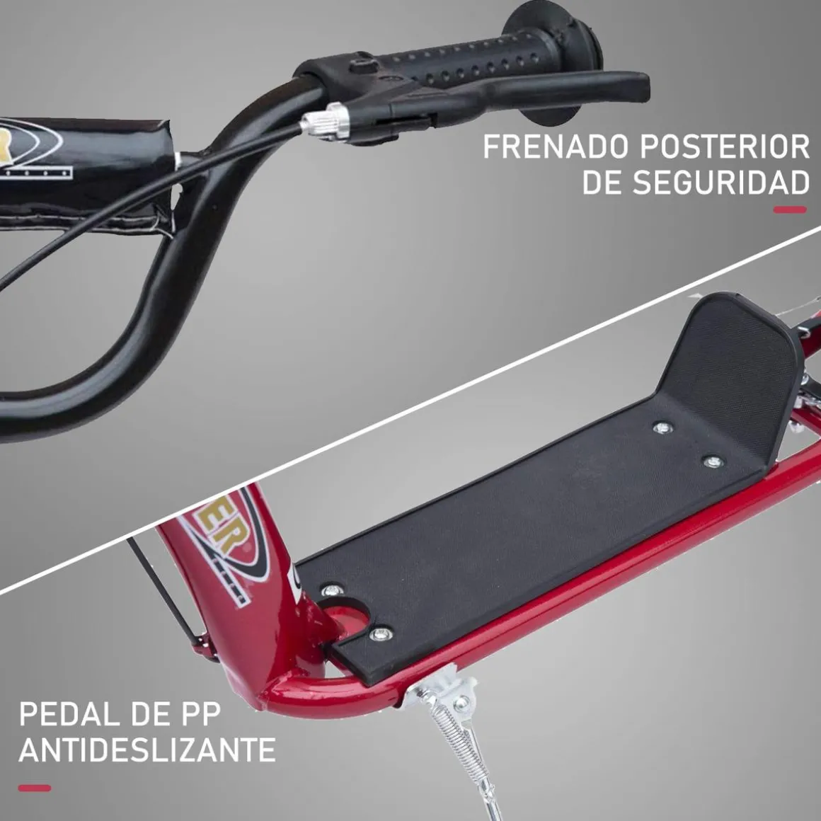 Homcom - Patinete Scooter Ajustable 2 ruedas Rojo