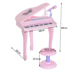 Homcom - Piano Infantil Electrónico Rosa HomCom