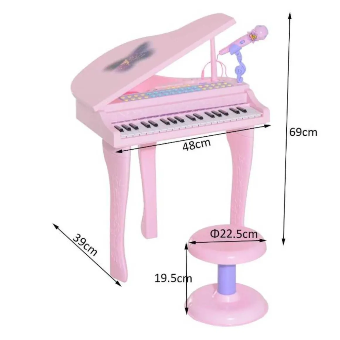 Homcom - Piano Infantil Electrónico Rosa HomCom