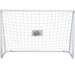 Homcom - Portería de fútbol 186x62x123 cm Blanco