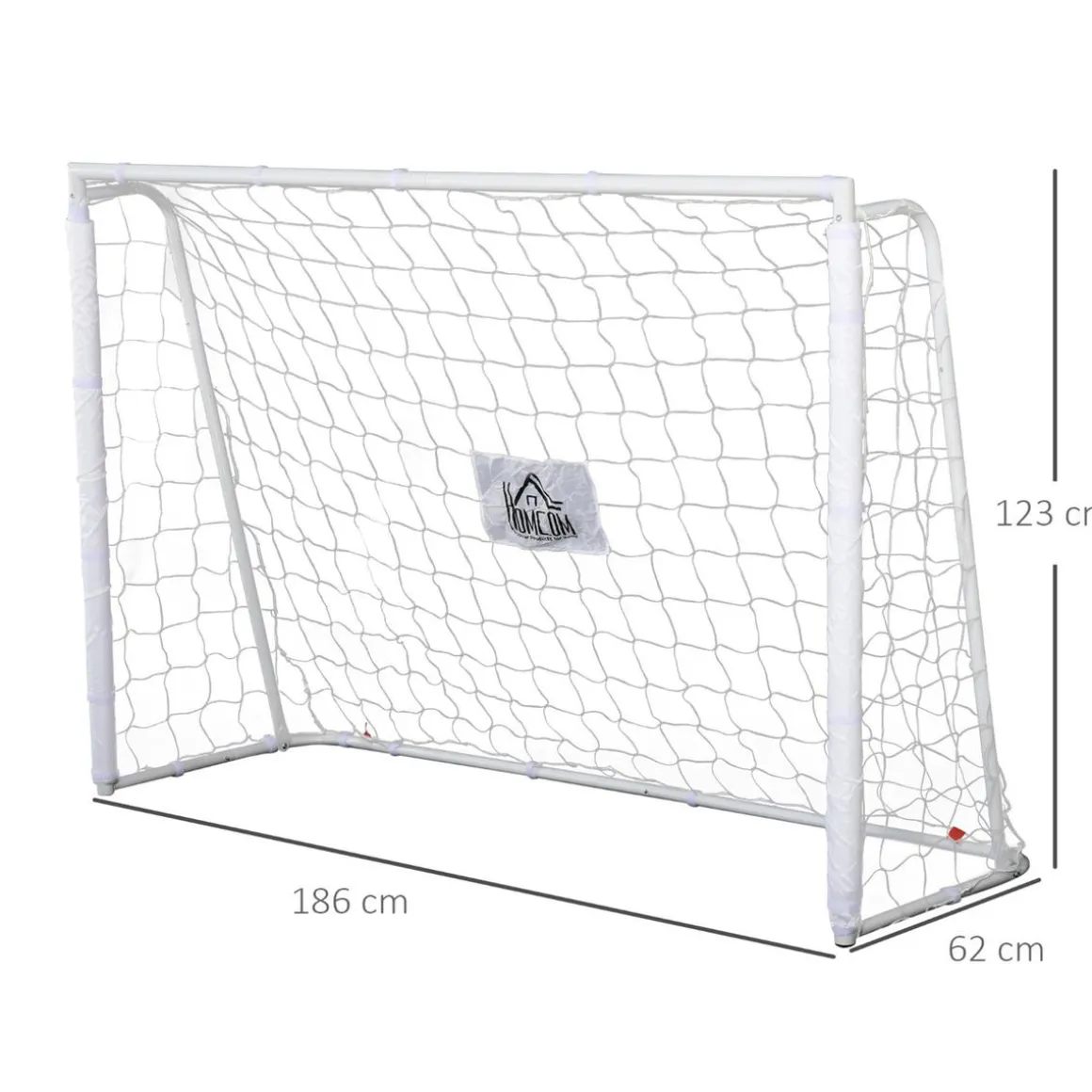 Homcom - Portería de fútbol 186x62x123 cm Blanco