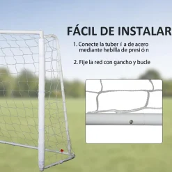 Homcom - Portería de fútbol 186x62x123 cm Blanco