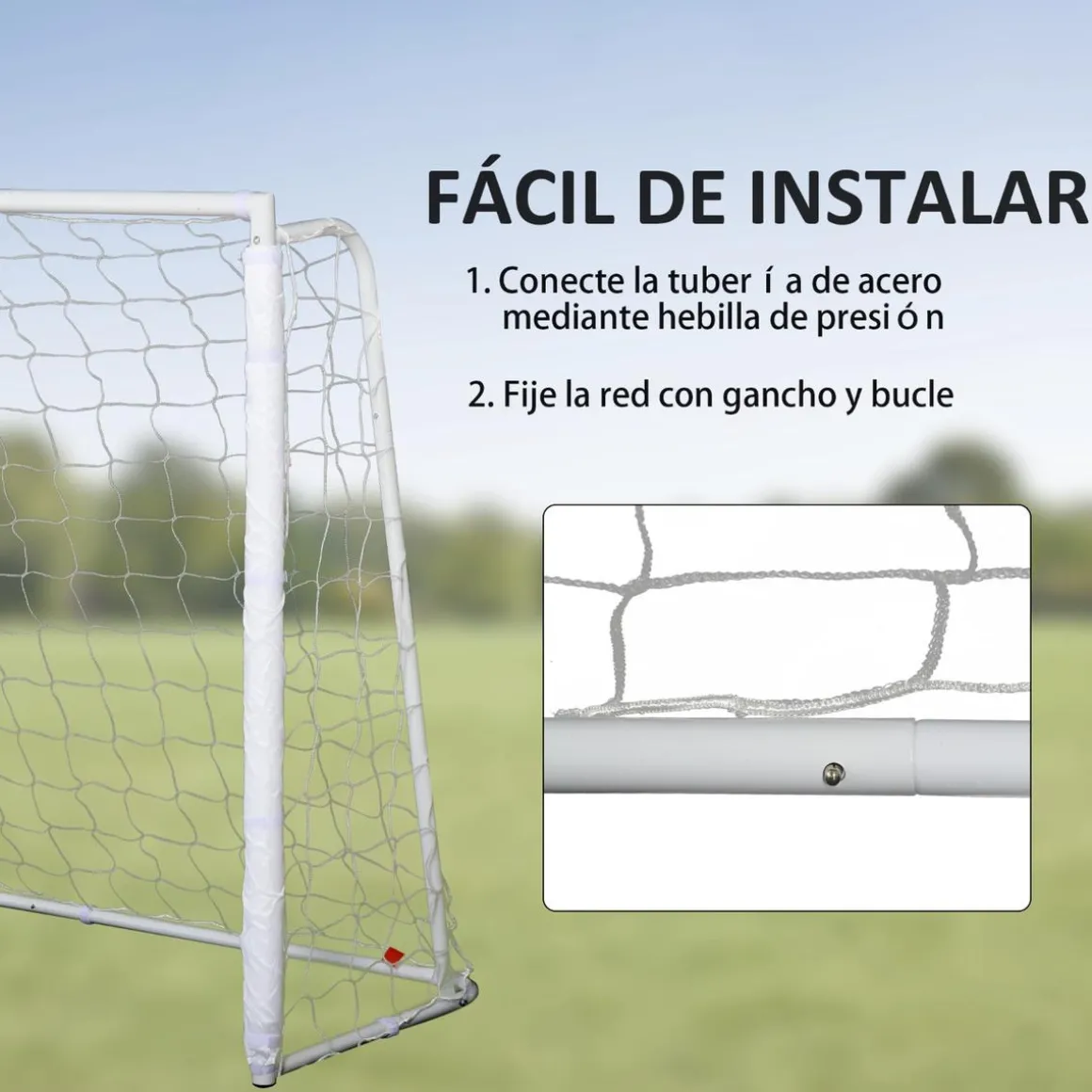 Homcom - Portería de fútbol 186x62x123 cm Blanco