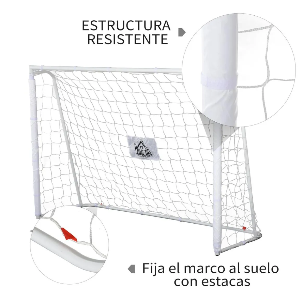 Homcom - Portería de fútbol 186x62x123 cm Blanco