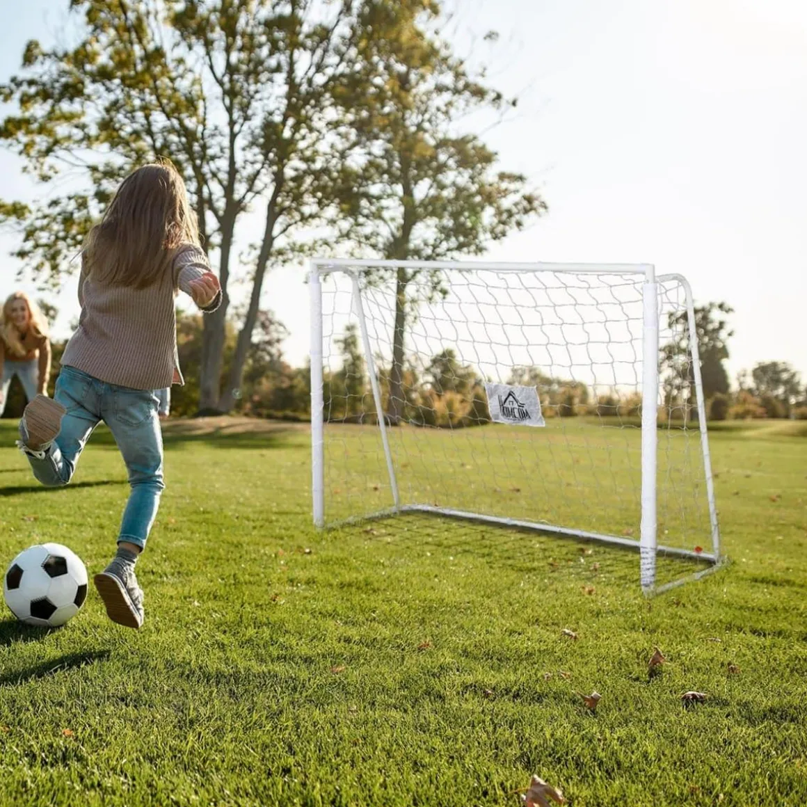 Homcom - Portería de fútbol 186x62x123 cm Blanco