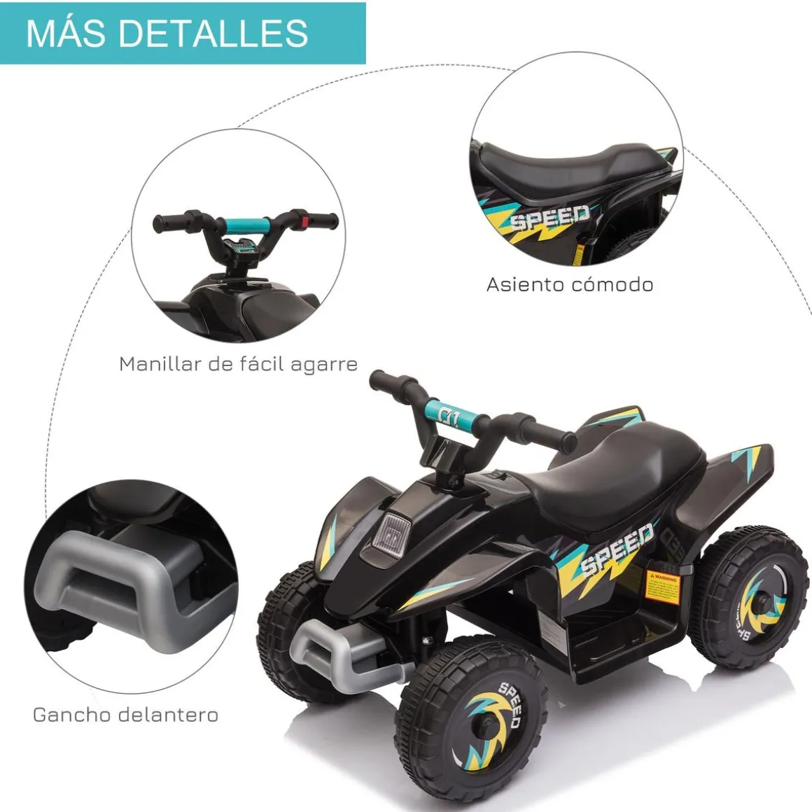 Homcom - Quad Eléctrico Batería 6V Negro