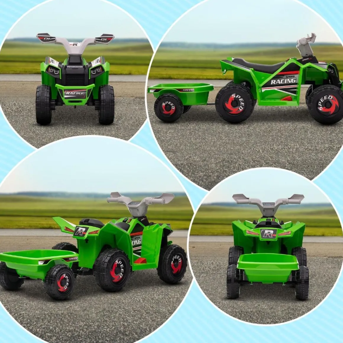 Homcom - Quad eléctrico con remolque