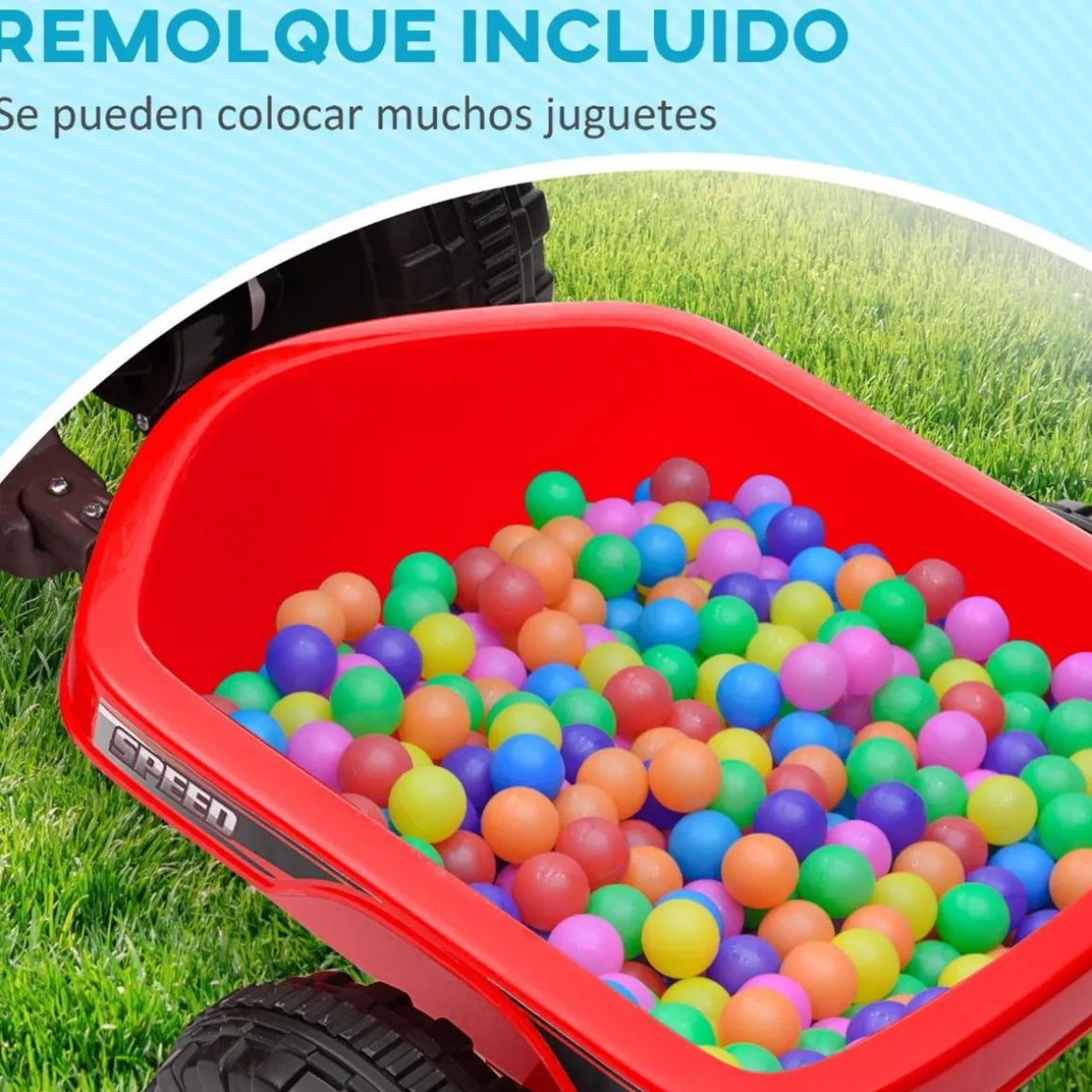 Homcom - Quad Eléctrico Rojo con Remolque