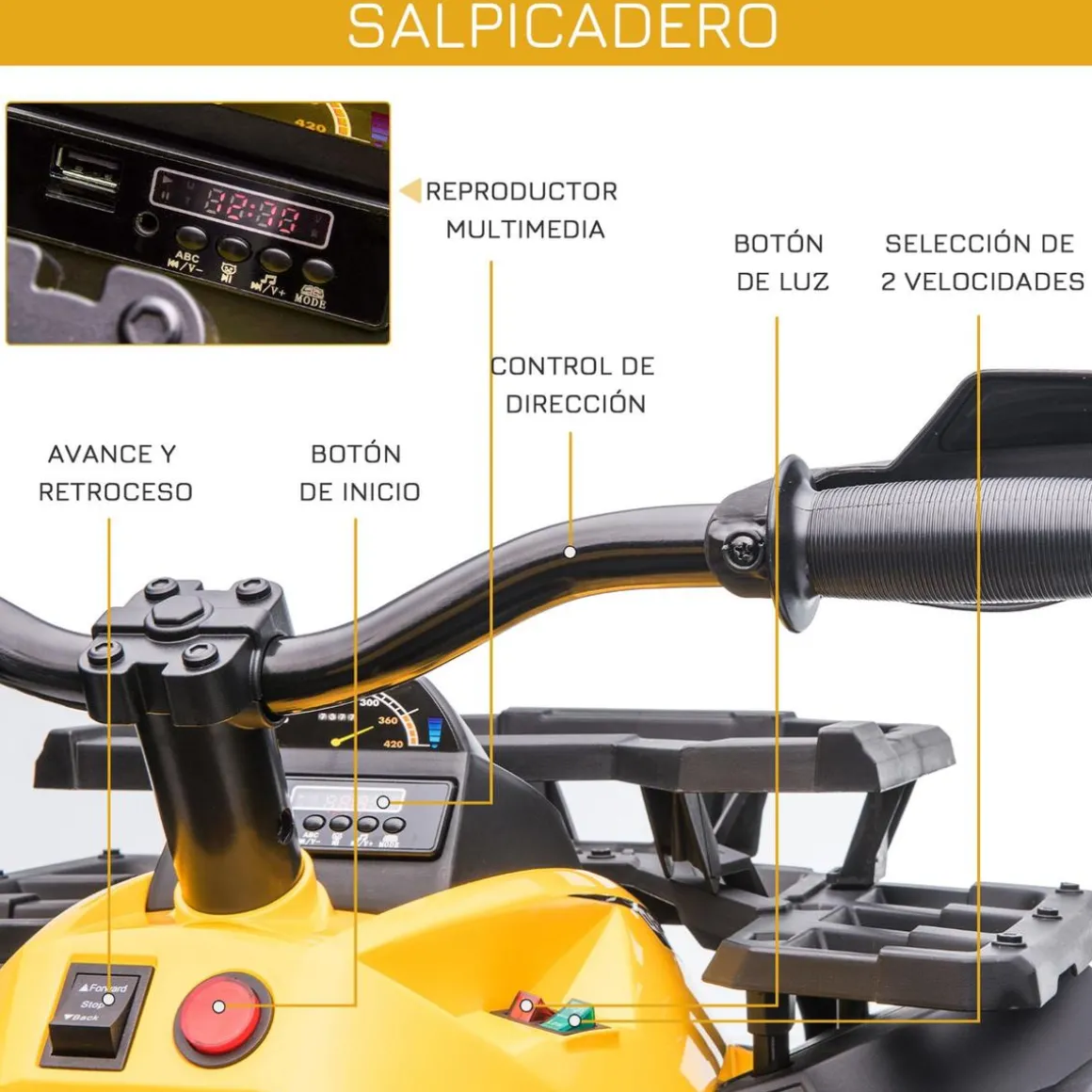 Homcom - Quad eléctrico 12V amarillo