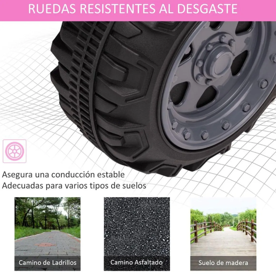 Homcom - Quad eléctrico 6V rosa