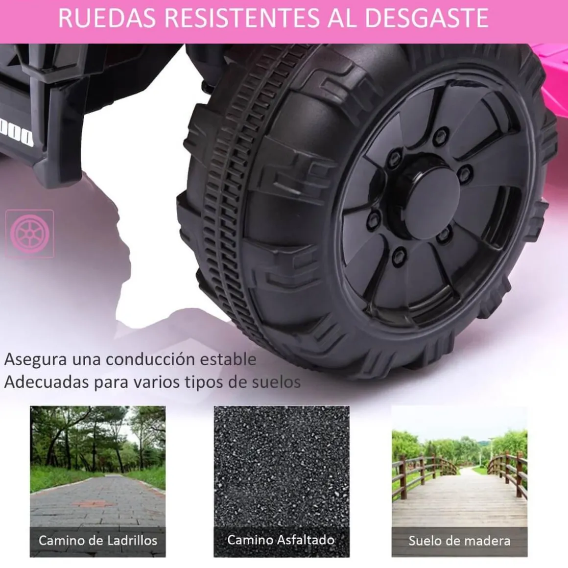 Homcom - Quad eléctrico 6V rosa