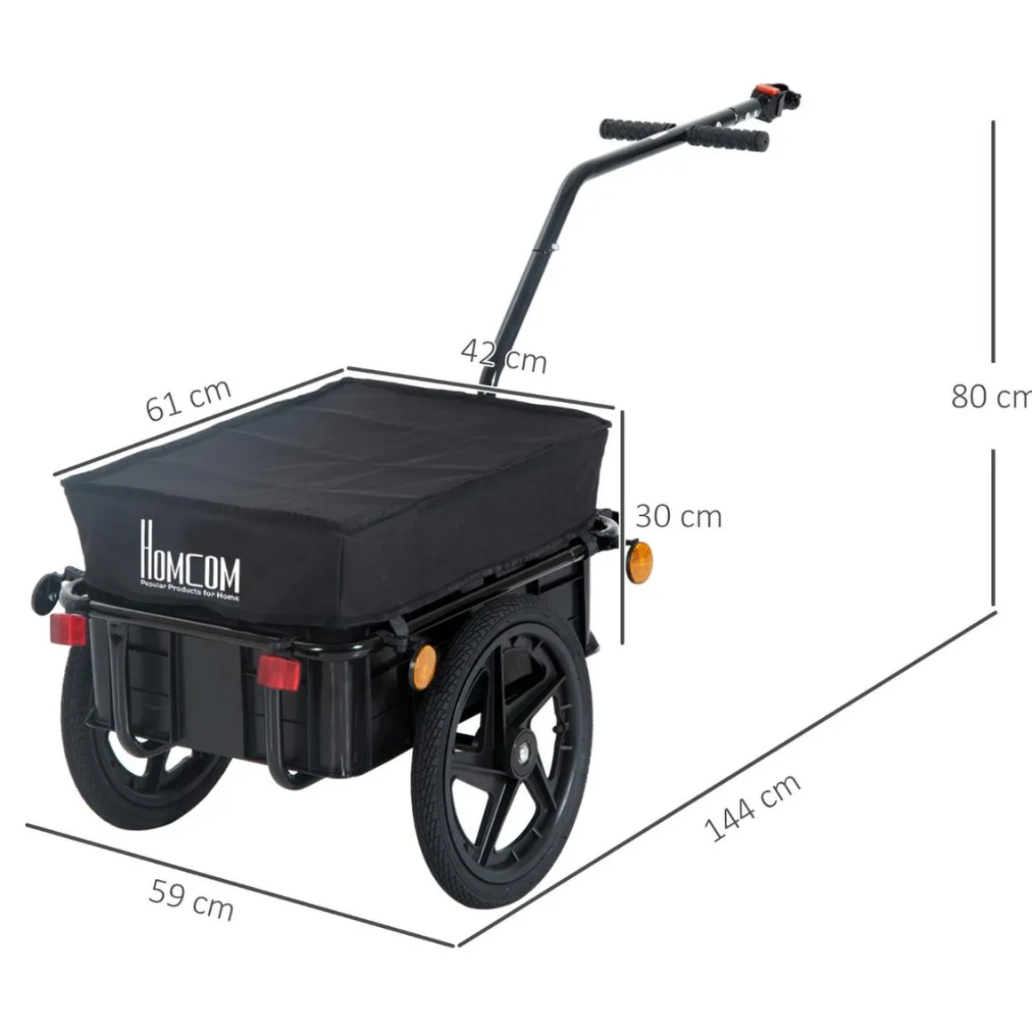 Homcom - Remolque para bicicleta Negro