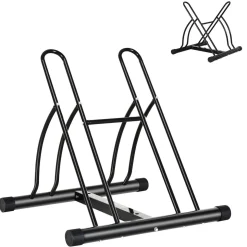 Homcom - Soporte de estacionamiento 2 bicicletas Negro