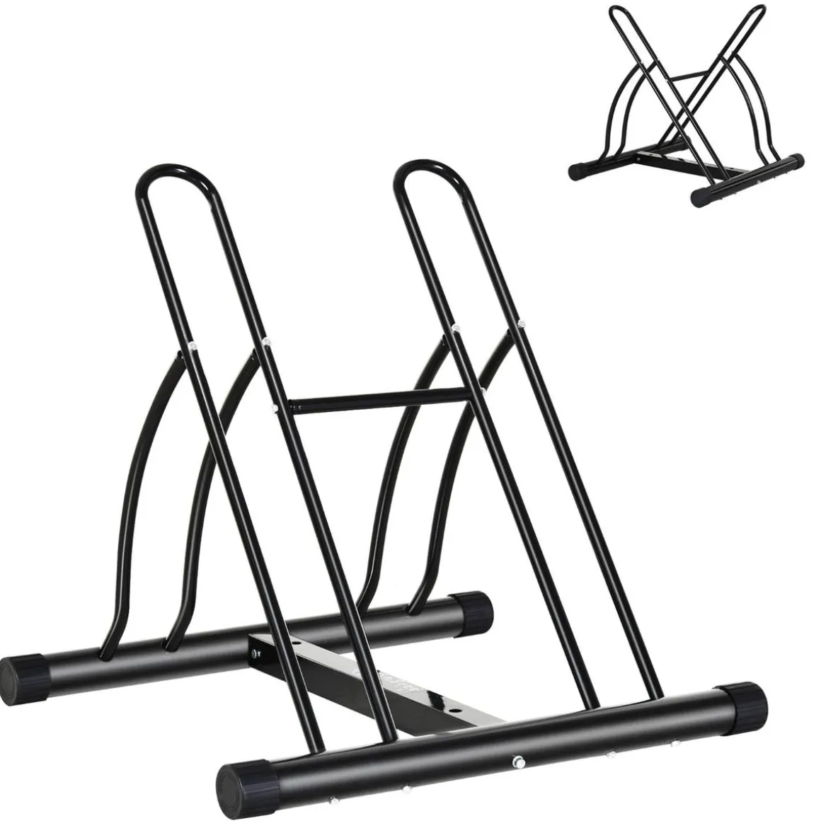 Homcom - Soporte de estacionamiento 2 bicicletas Negro