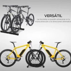 Homcom - Soporte de estacionamiento 2 bicicletas Negro