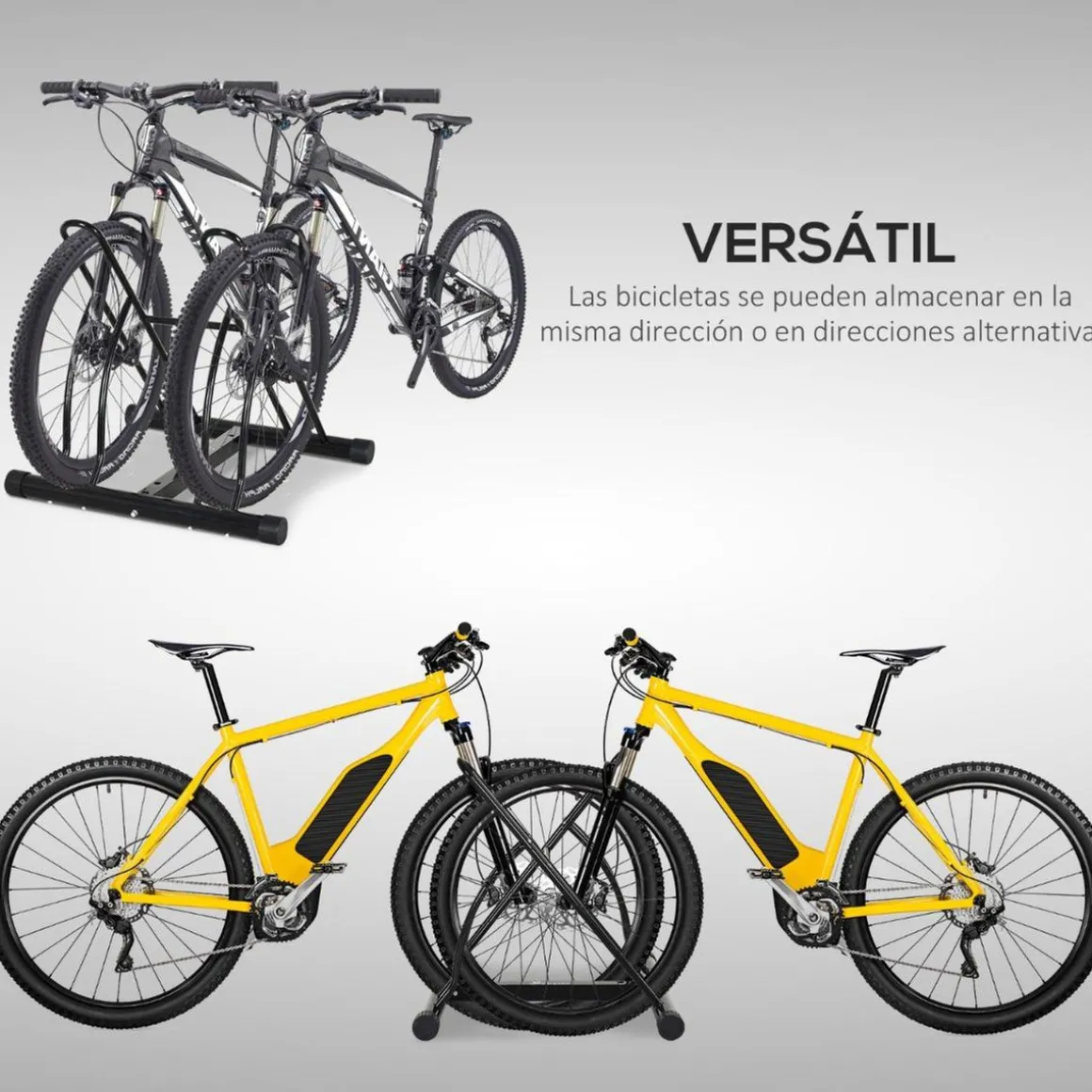 Homcom - Soporte de estacionamiento 2 bicicletas Negro
